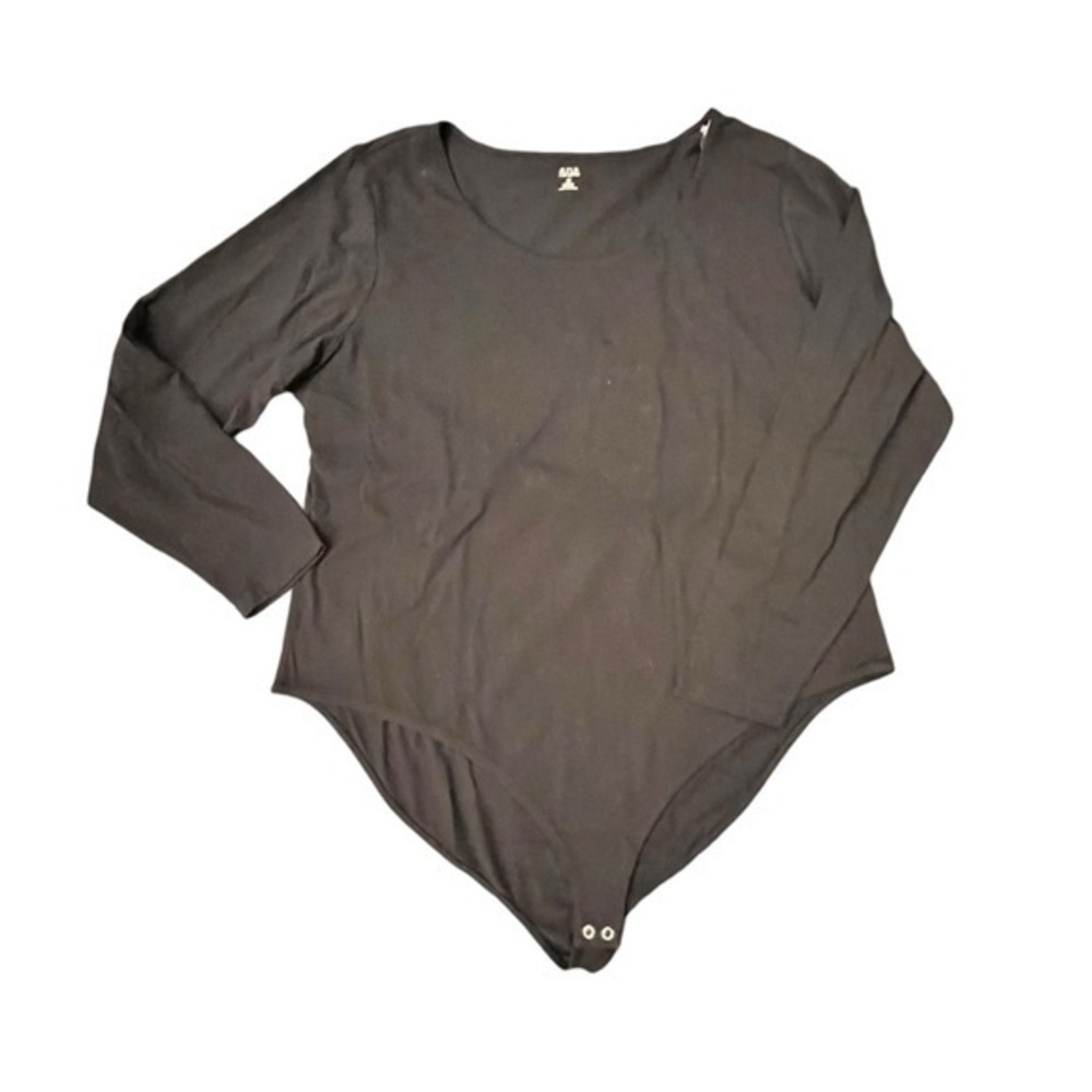 a.n.a. 2X Black BodySuit Long Sleeves‎ Cotton Spandex Stretchy Top NWT $42